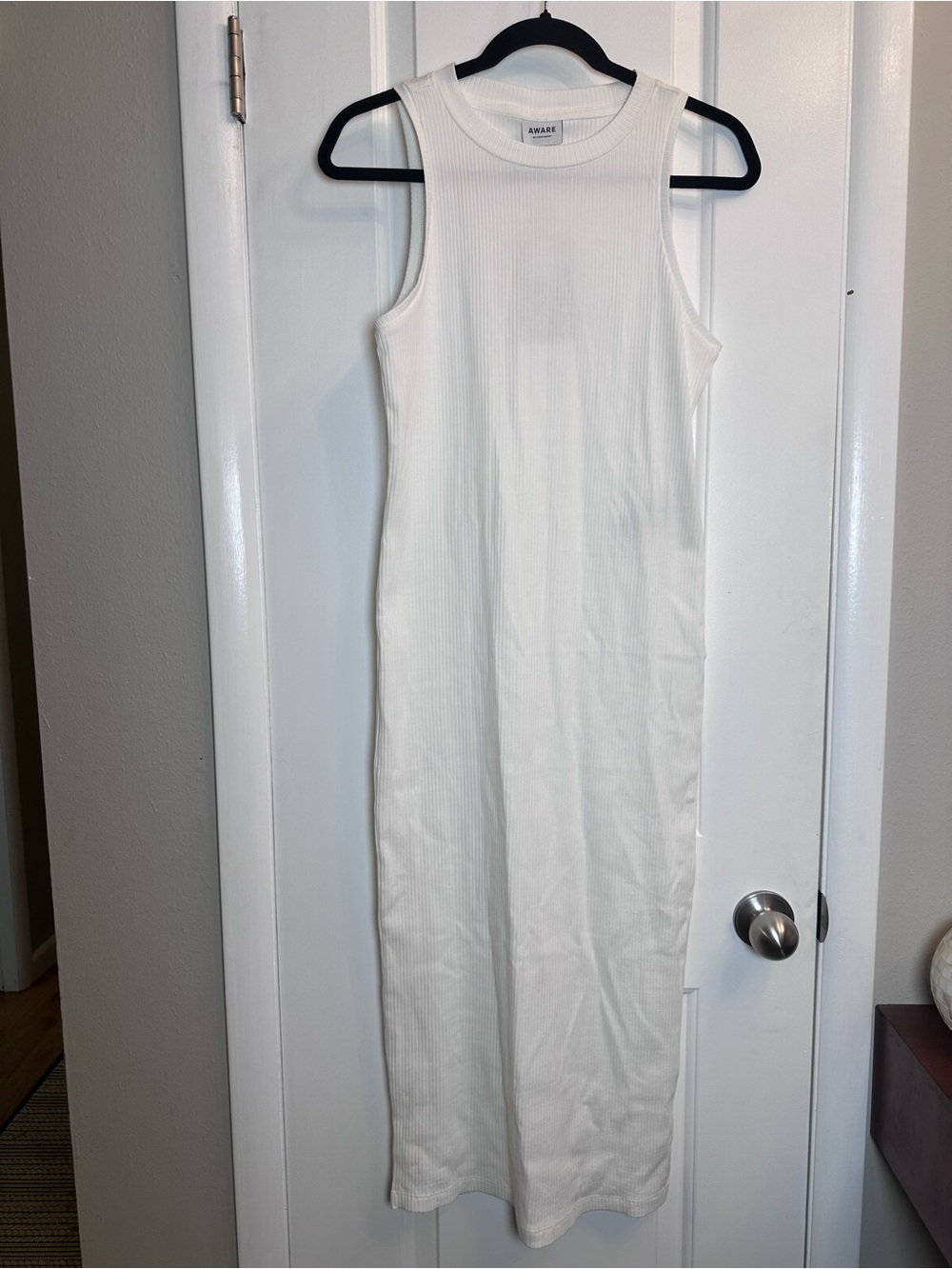 Vero Moda AWARE White Ribbed Sleeveless Tank MIDI Dress Organic Cotton Women M